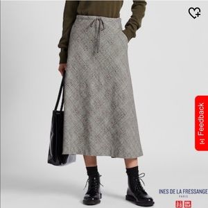 NEW Ines De La Fressange Long Wool Skirt